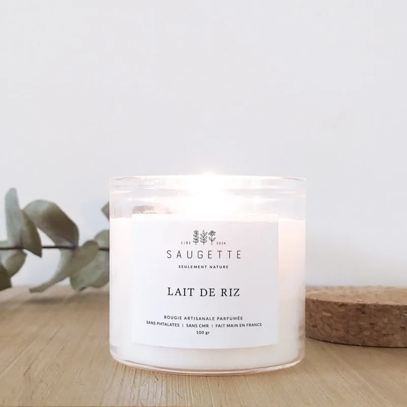 Lait de riz - Bougie artisanale parfumée à la cire de soja naturelle
