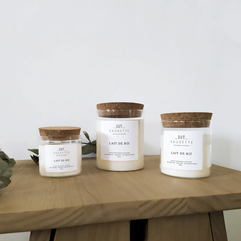 Lait de riz - Bougie artisanale parfumée à la cire de soja naturelle