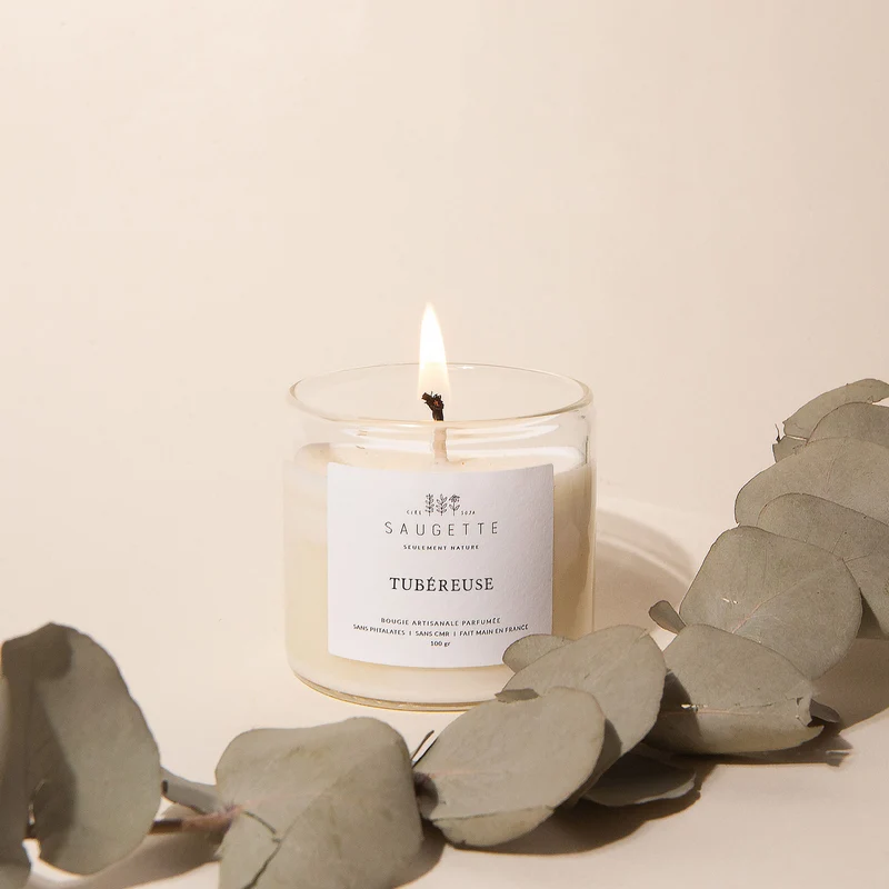 Tubéreuse - Bougie artisanale parfumée à la cire de soja naturelle