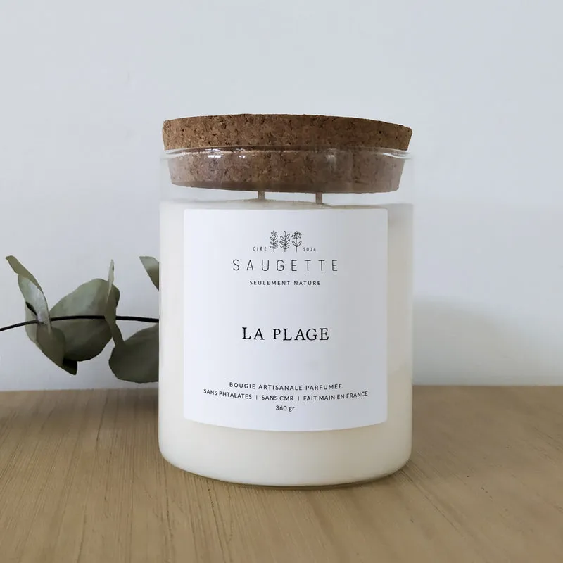 La plage - Bougie artisanale parfumée à la cire de soja naturelle