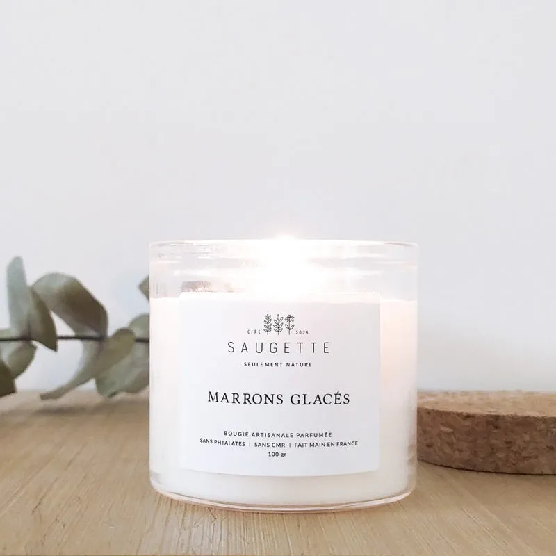 Marrons glacés - Bougie artisanale parfumée à la cire de soja naturelle