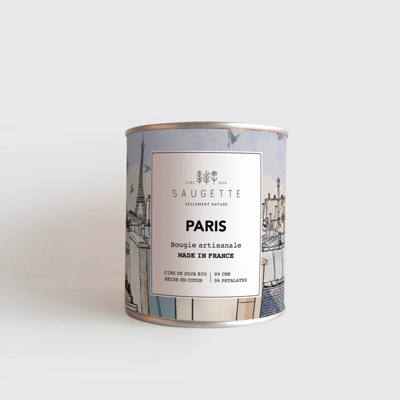 Paris - Bougie artisanale parfumée à la cire de soja naturelle