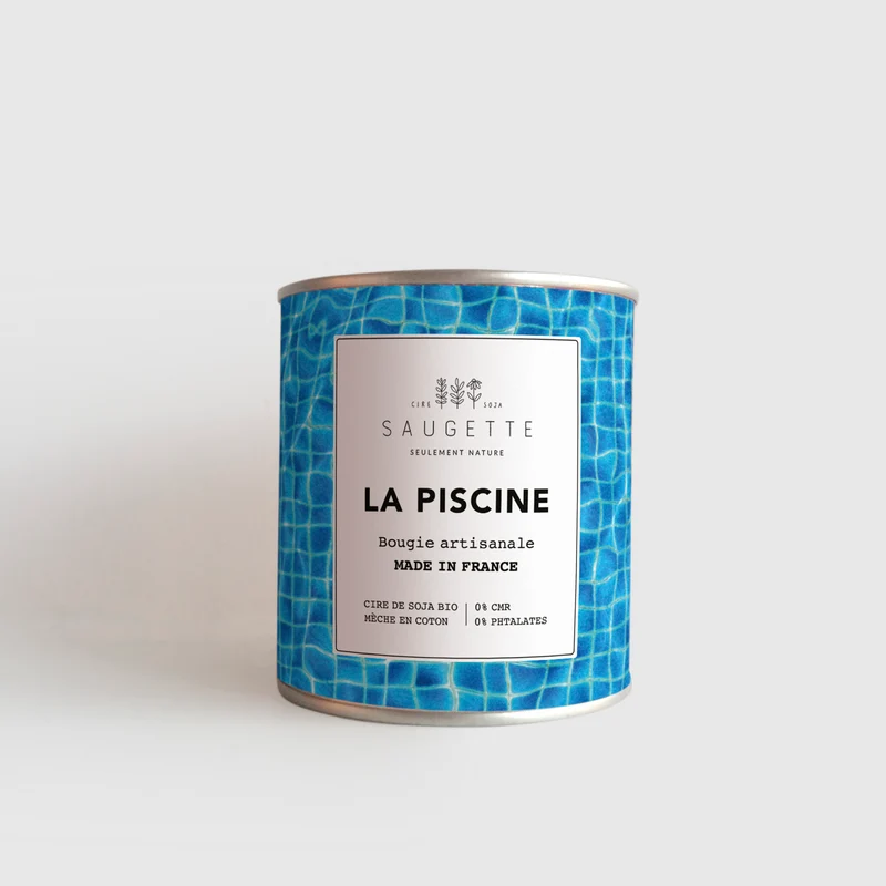La piscine - Bougie artisanale parfumée à la cire de soja naturelle