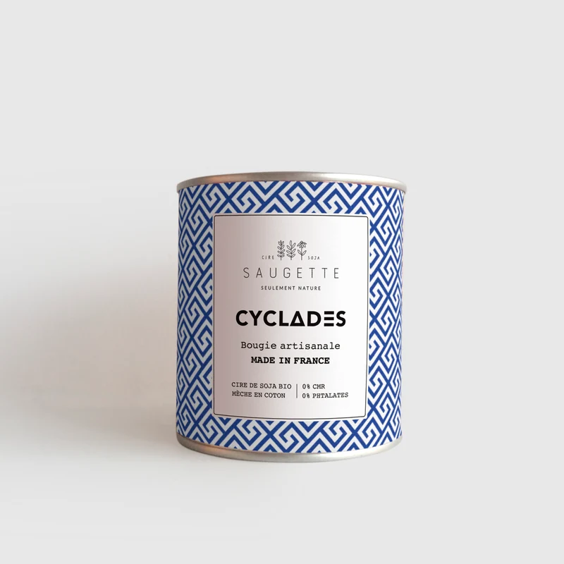 Cyclades - Bougie artisanale parfumée à la cire de soja naturelle