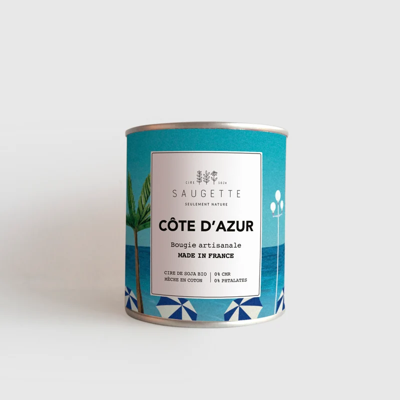Côte d'azur - Bougie artisanale parfumée à la cire de soja naturelle