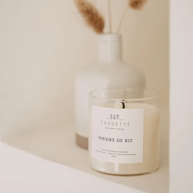 Poudre de riz - Bougie artisanale parfumée à la cire de soja naturelle
