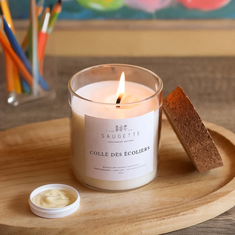 Colle des écoliers - Bougie artisanale parfumée à la cire de soja naturelle