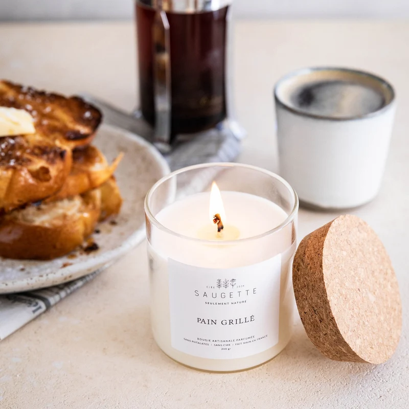 Pain grillé - Bougie artisanale parfumée à la cire de soja naturelle