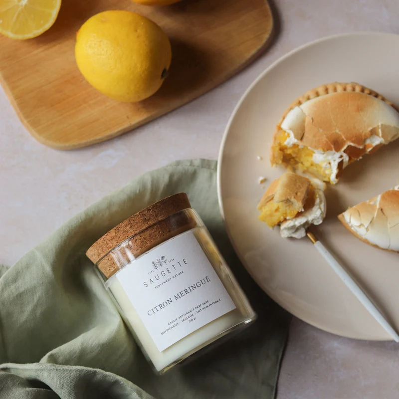 Citron meringué - Bougie artisanale parfumée à la cire de soja naturelle