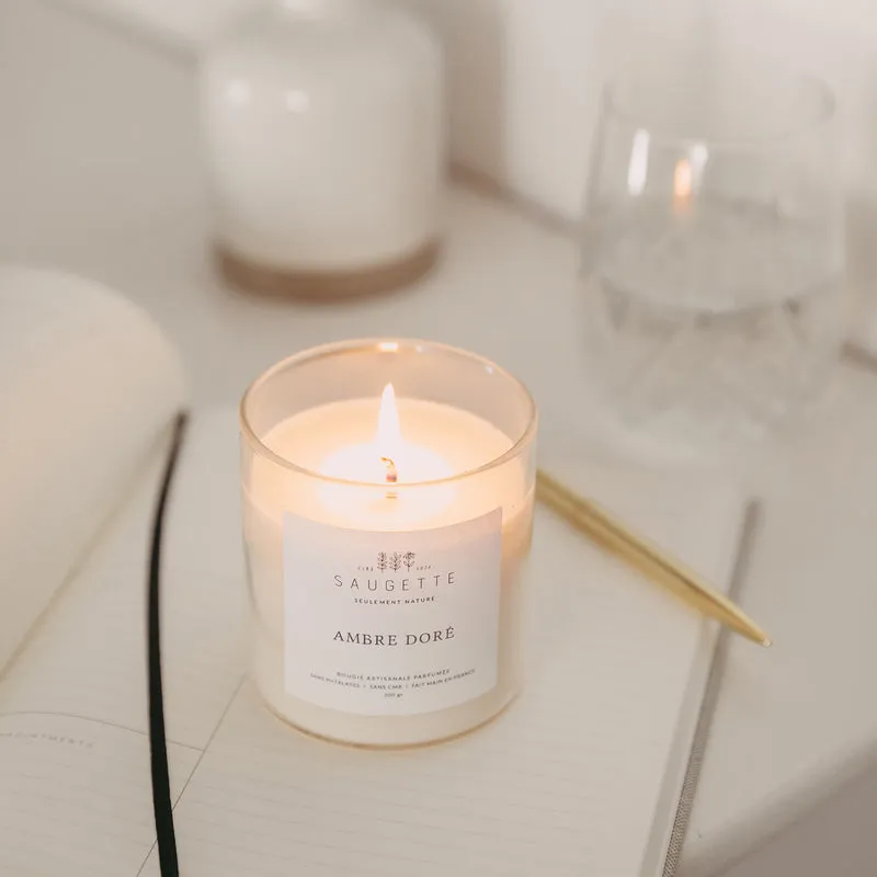 Ambre doré - Bougie artisanale parfumée à la cire de soja naturelle