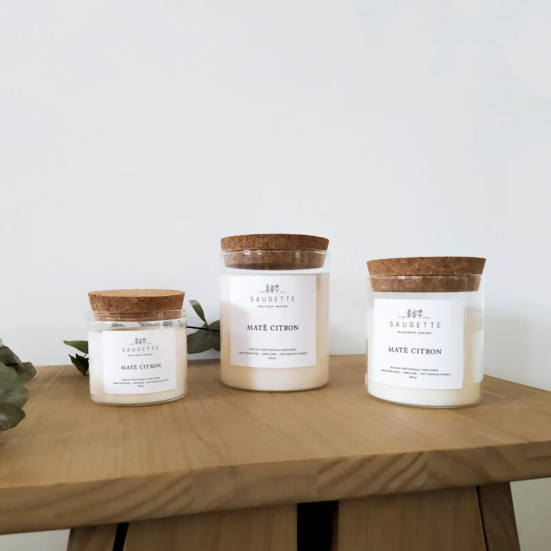 Maté citron - Bougie artisanale parfumée à la cire de soja naturelle