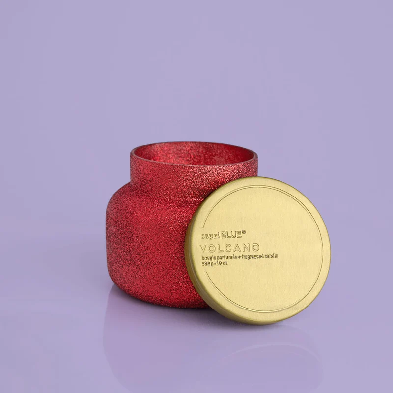 Capri Blue Volcano Candle ~ Red Glitter Glam Jar