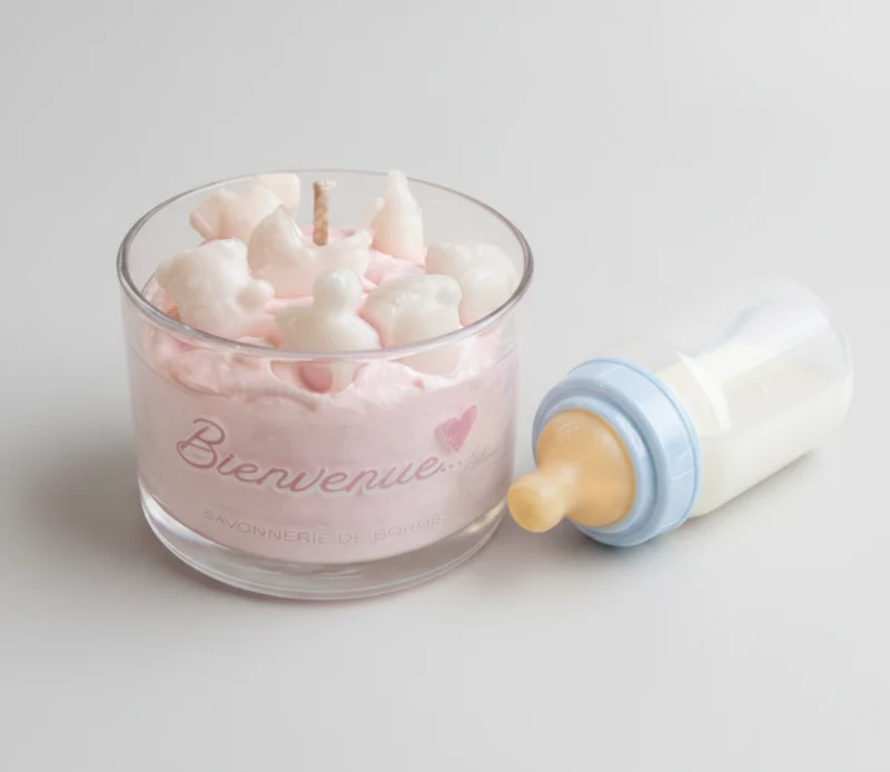 Bougie de Naissance « Bébé Fille » – 110 g | Savonnerie de Bormes