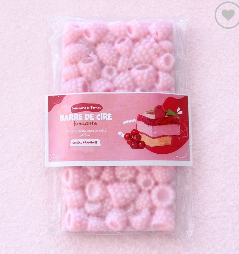 Tablette de Cire Fondante – Gâteau de Framboise • 60 g | Savonnerie de Bormes