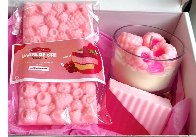 Tablette de Cire Fondante – Gâteau de Framboise • 60 g | Savonnerie de Bormes
