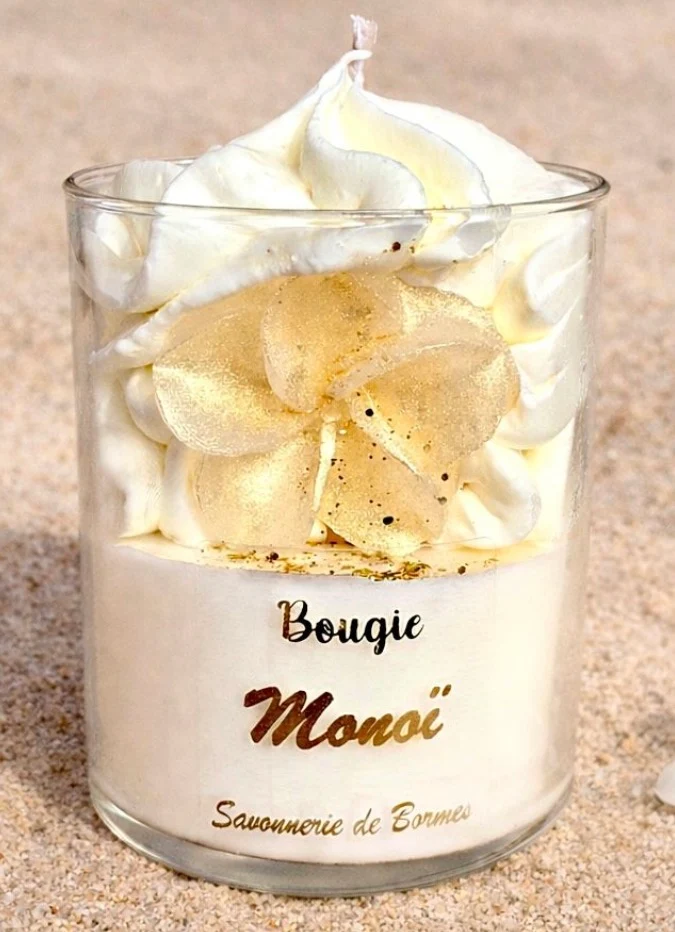 Bougie Chantilly Monoï 175g – Savonnerie de Bormes | 100% Cire Végétale