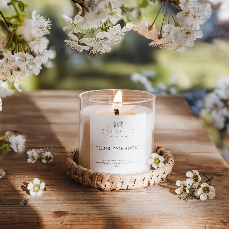 Fleur d'oranger - Bougie artisanale parfumée à la cire de soja naturelle