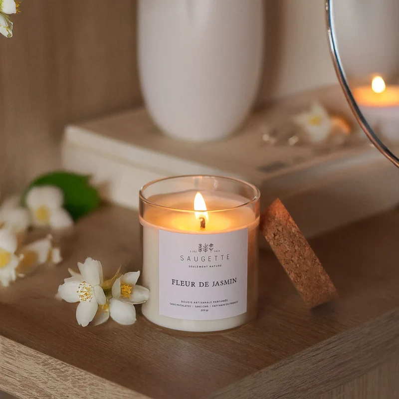 Fleur de jasmin - Bougie artisanale parfumée à la cire de soja naturelle