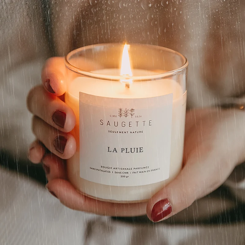 La pluie - Bougie artisanale parfumée à la cire de soja naturelle