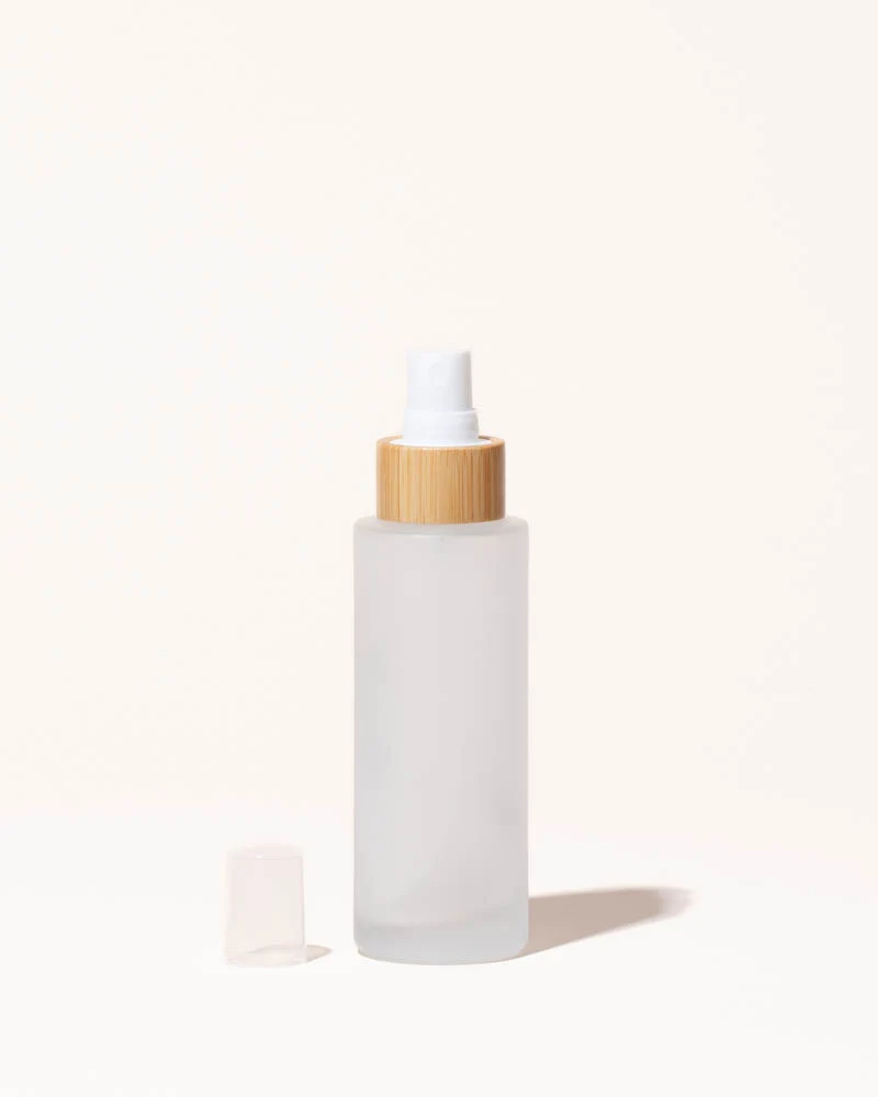 3.4oz / 100ml frosted glass & bamboo spray bottle