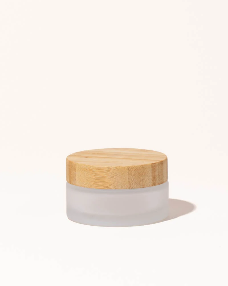 3.4oz / 100ml frosted glass & bamboo jar
