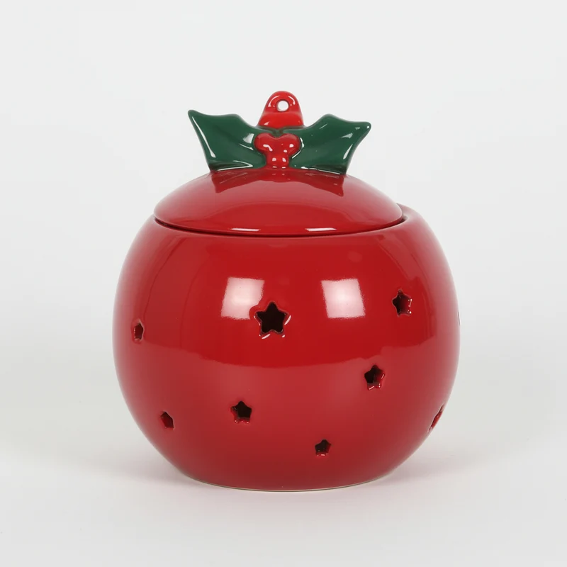 Brûle-parfum Boule de Noël rouge