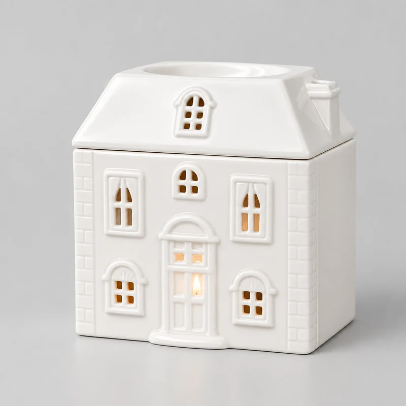 Brûle-parfum Maison blanche en céramique