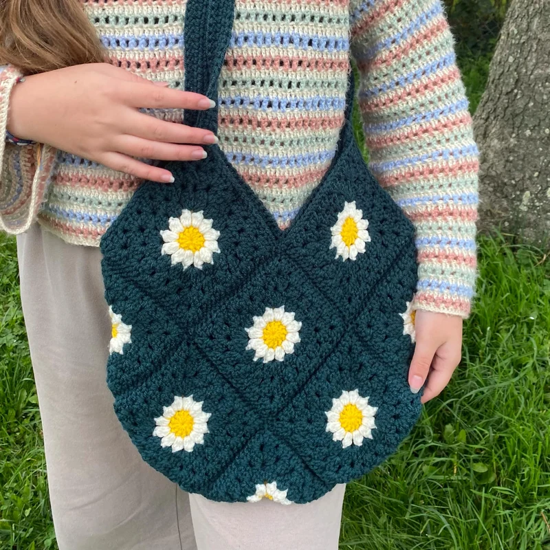 Sac Fleurs Bleu Canard !