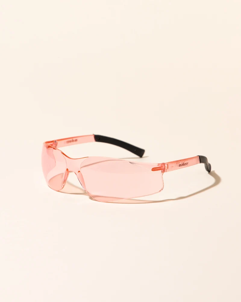 pink safety glass with logo