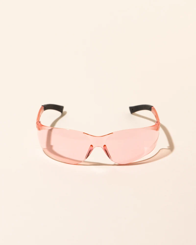 pink safety glass with logo