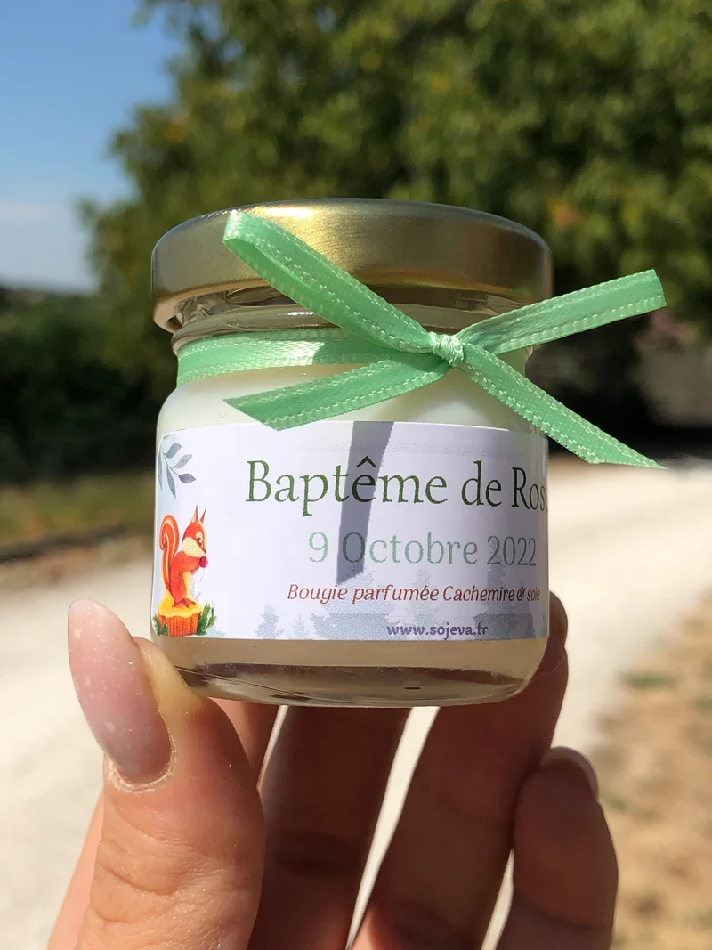 Mini bougies personnalisées mariage, baptême & événements | Soj’Eva