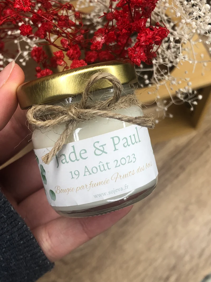 Mini bougies personnalisées mariage, baptême & événements | Soj’Eva