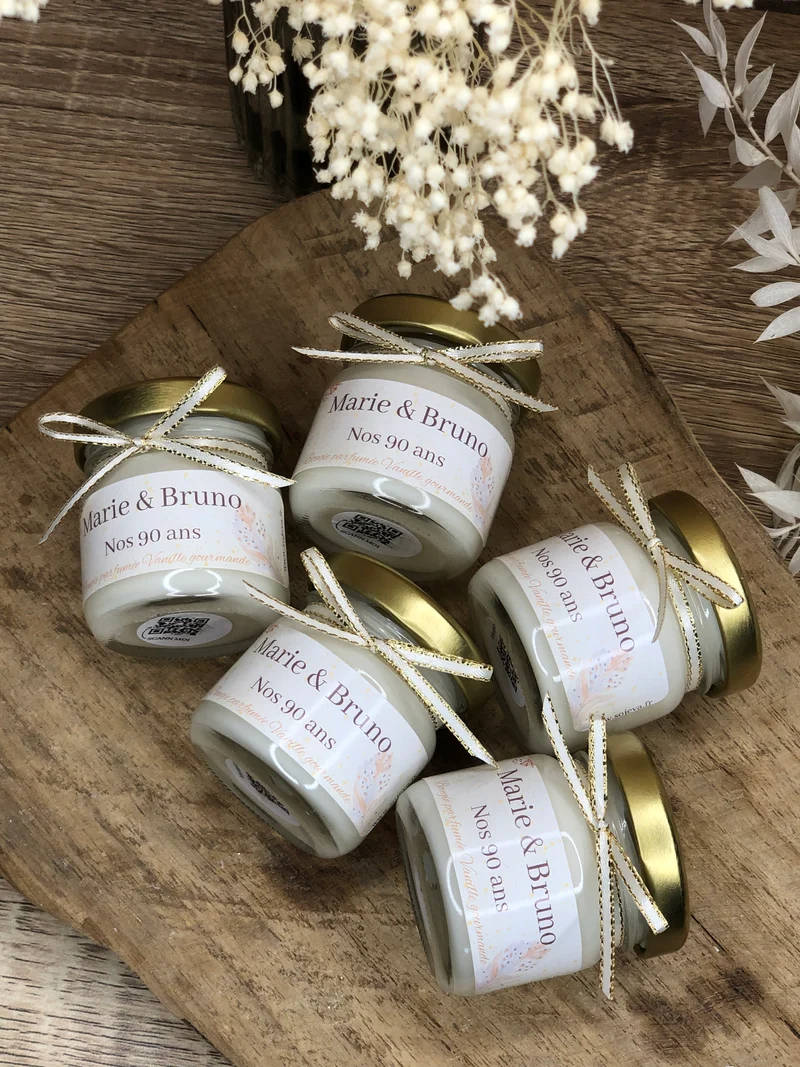 Mini bougies personnalisées mariage, baptême & événements | Soj’Eva