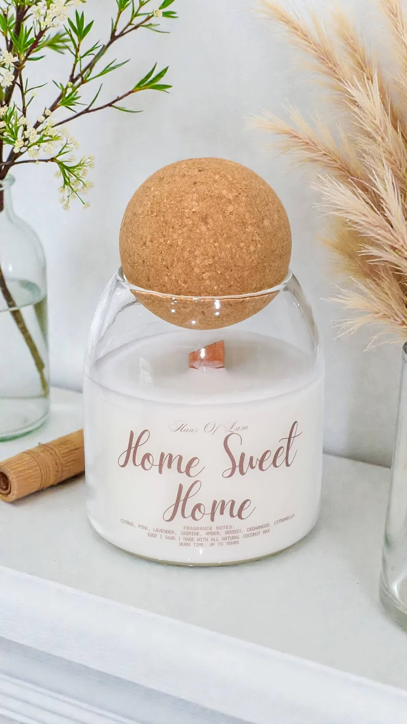 Home Sweet Home Scented Candle ~ Wood Wick