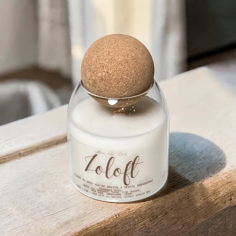 Zoloft Scented Candle ~ Wood Wick