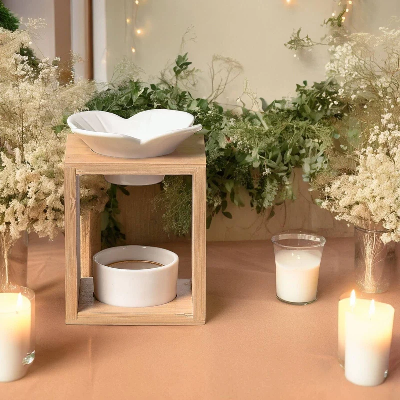 Brûleur de cire parfumée FLEUR - Bambou & Céramique - Zen'Arôme