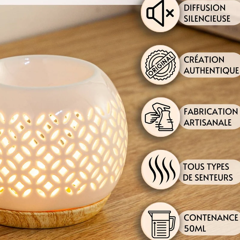 Bruleur parfum QIANBI pour fondants & parfums - Céramique - Zen'Arôme