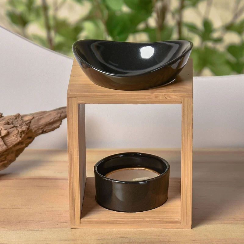 Brûle-Parfum zen KALOS Noir - Bambou & Céramique - Zen'Arôme