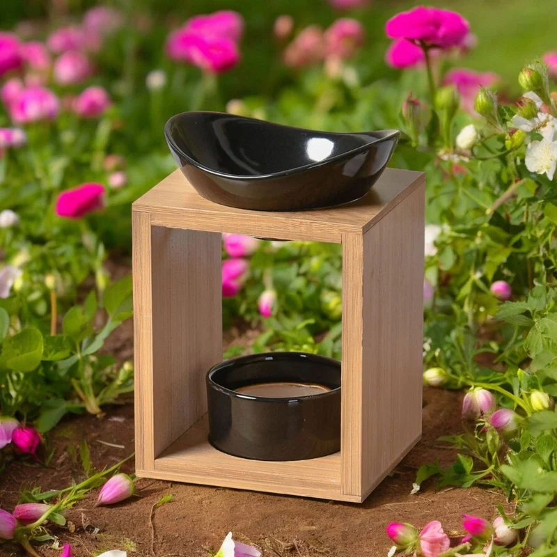 Brûle-Parfum zen KALOS Noir - Bambou & Céramique - Zen'Arôme