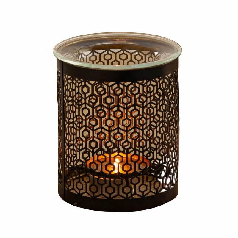 Brûle parfum LE PARFAIT en métal ajouré & coupelle en verre - Zen'Arôme