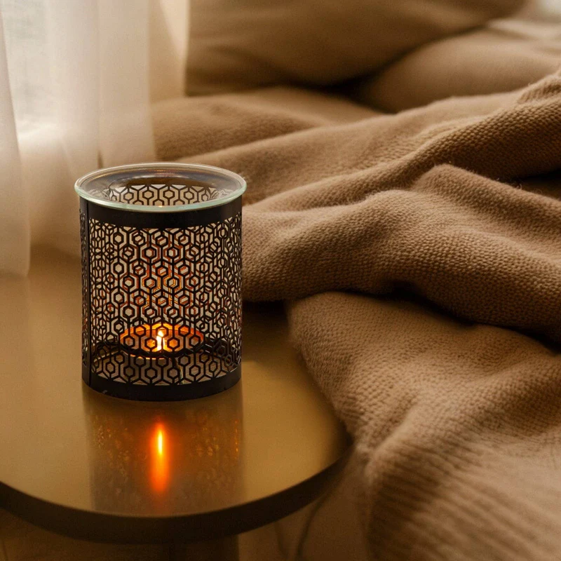 Brûle parfum LE PARFAIT en métal ajouré & coupelle en verre - Zen'Arôme
