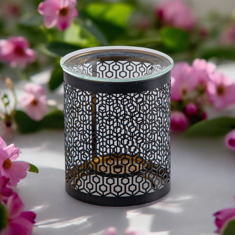 Brûle parfum LE PARFAIT en métal ajouré & coupelle en verre - Zen'Arôme