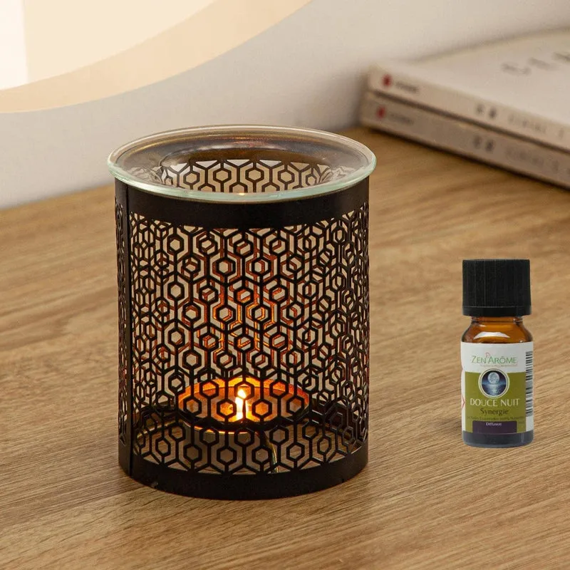 Brûle parfum LE PARFAIT en métal ajouré & coupelle en verre - Zen'Arôme