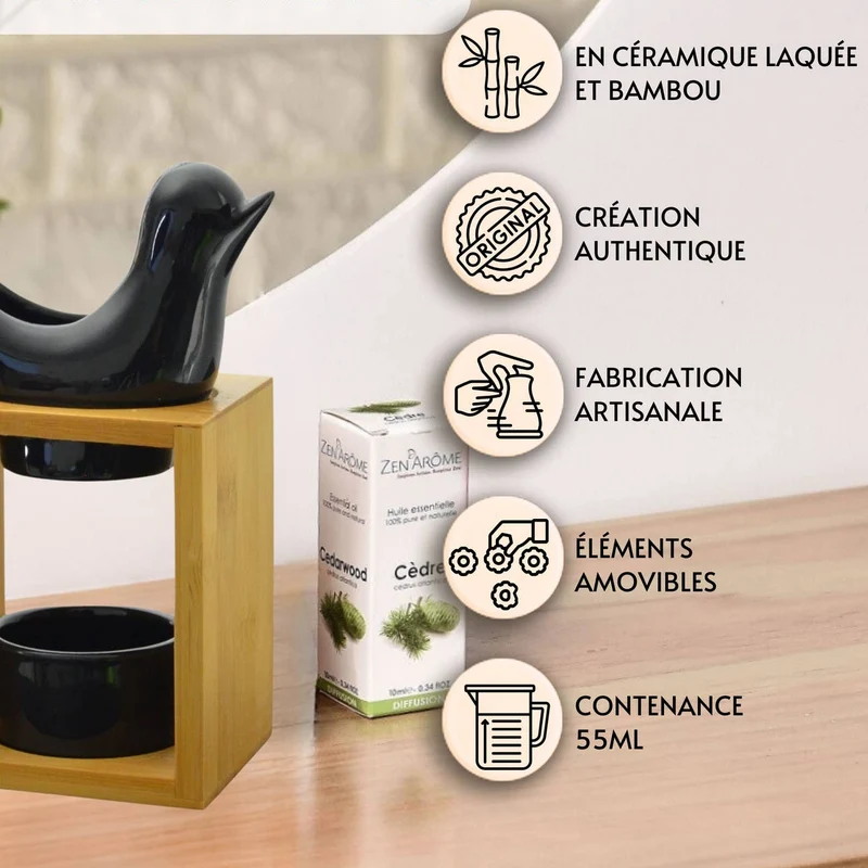 Brûle parfum, cire & fondants BIRDY Noir - Zen'Arôme