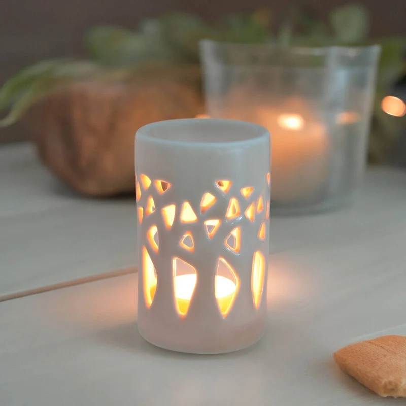 Brûle parfum FORÊT Gris - Diffuseur Céramique pour Cire, fondants & Huiles - Zen'Arôme