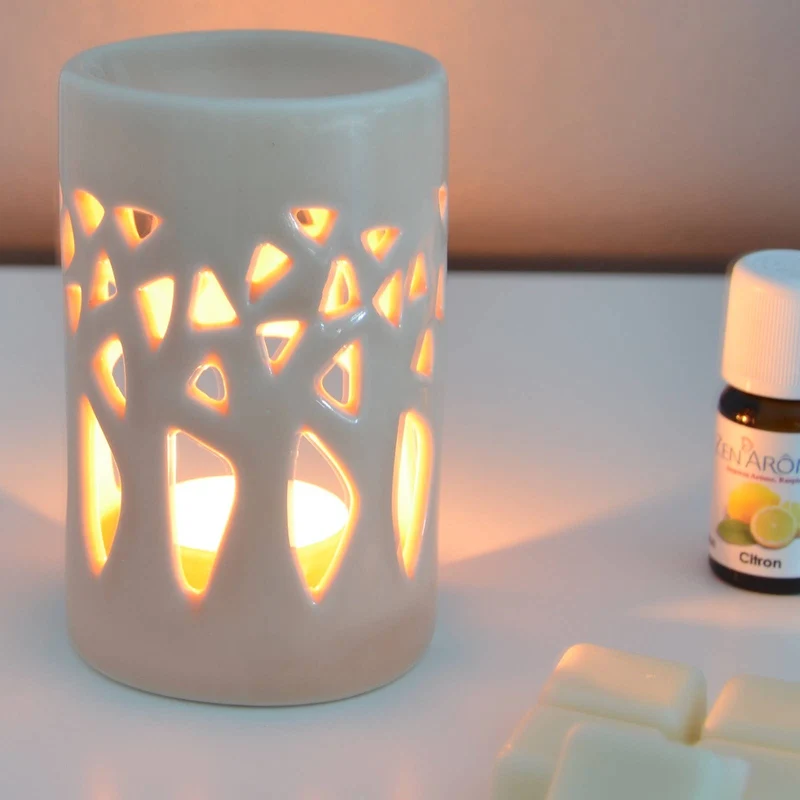 Brûle parfum FORÊT Gris - Diffuseur Céramique pour Cire, fondants & Huiles - Zen'Arôme