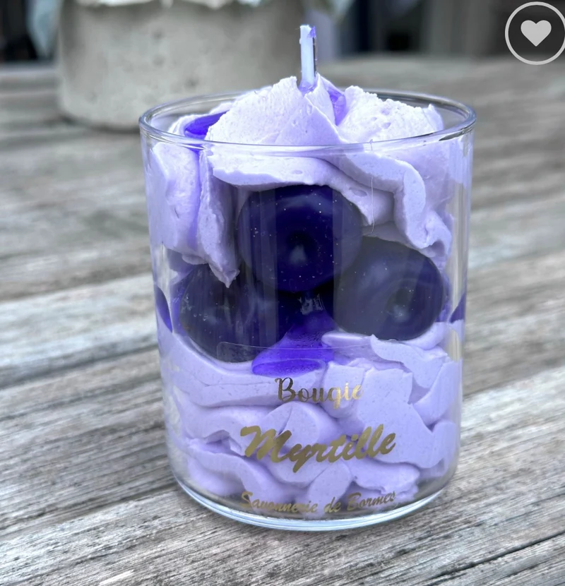 Bougie chantilly Myrtille 115g – Savonnerie de Bormes | Cire Végétale