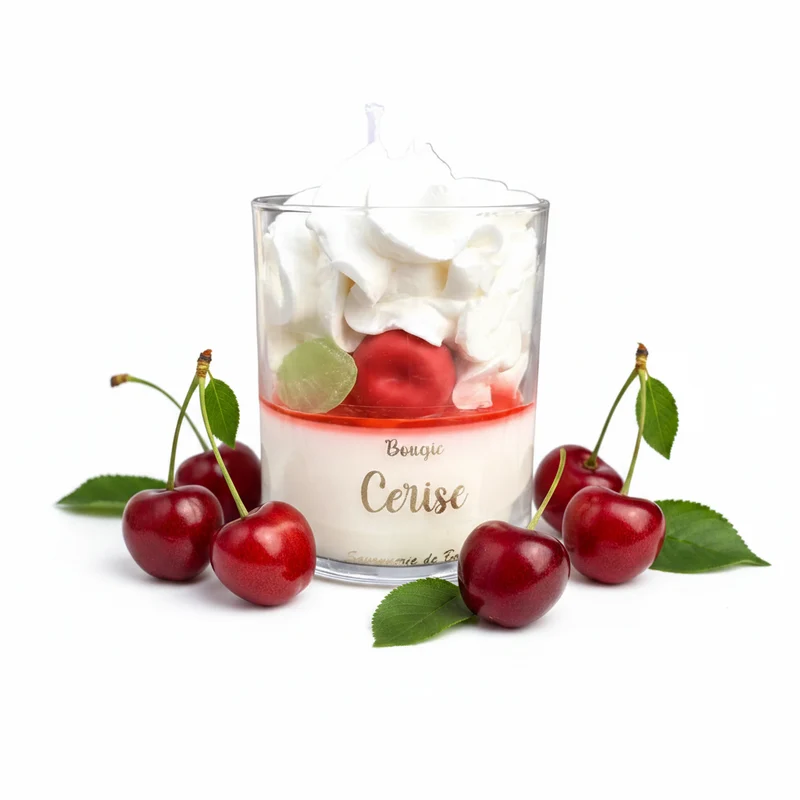 Bougie Chantilly Cerise 170g – Savonnerie de Bormes | Cire Végétale