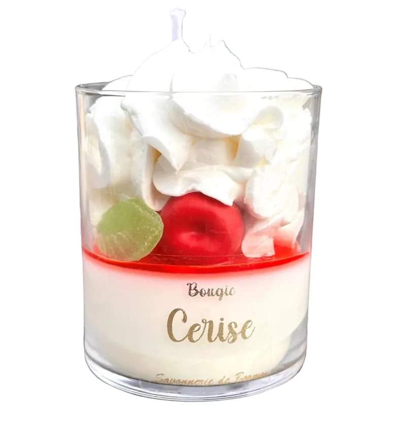 Bougie Chantilly Cerise 170g – Savonnerie de Bormes | Cire Végétale
