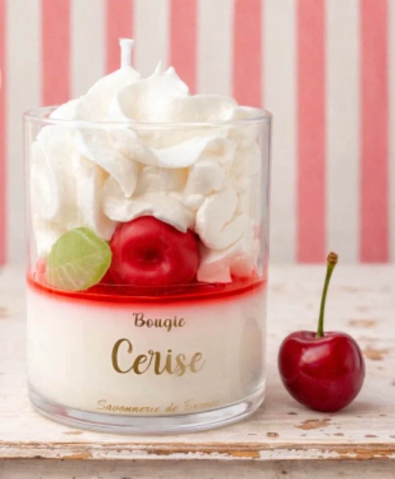 Bougie Chantilly Cerise 170g – Savonnerie de Bormes | Cire Végétale